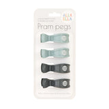 Pram Pegs 4pk - Blue/Charcoal