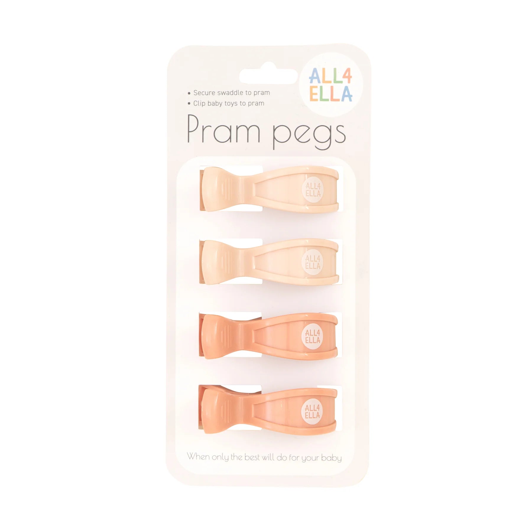 Pram Pegs 4pk - Cream/Peach