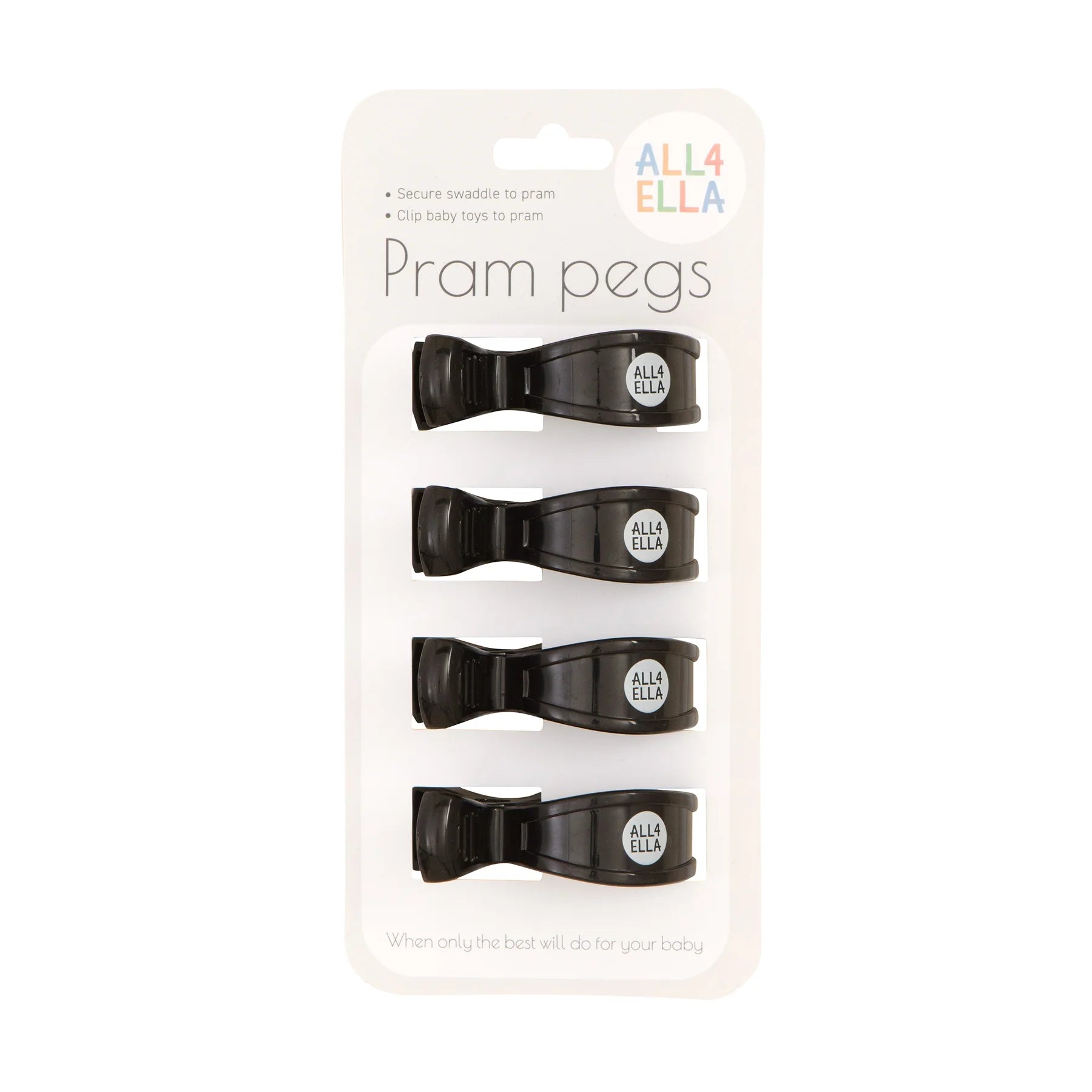 Pram Pegs 4pk - Black