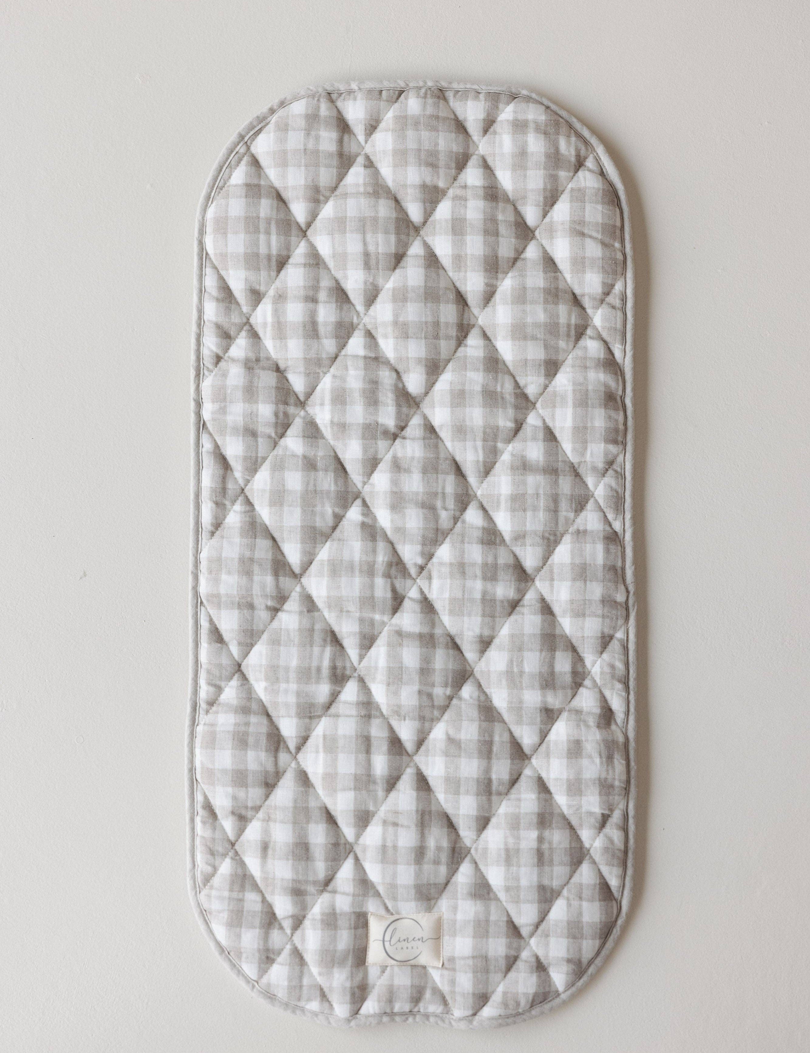 Pram Bassinet Liners- Gingham & Oat