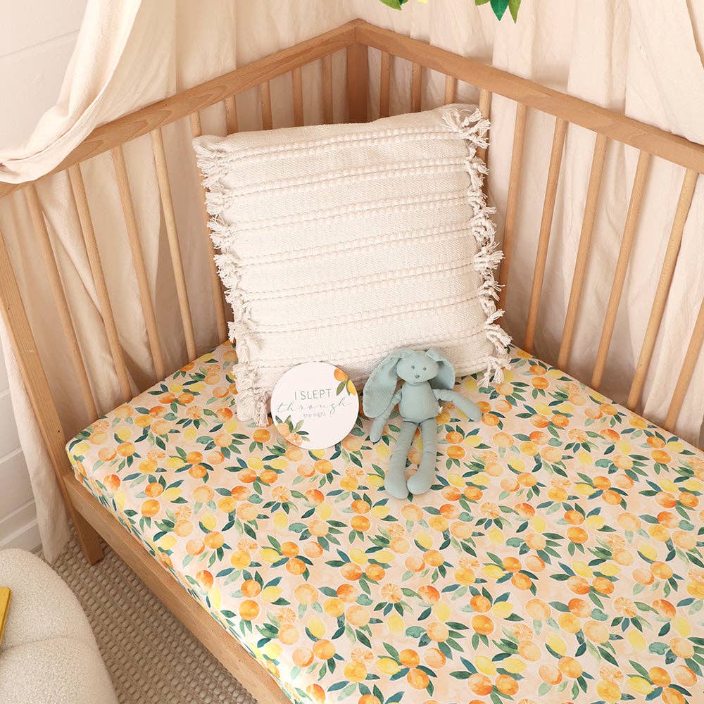 Fitted Cot Sheet Sunny - Citrus