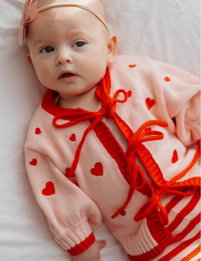 Heart Tie Up Cardigan ✿ Berry