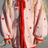 Heart Tie Up Cardigan ✿ Berry