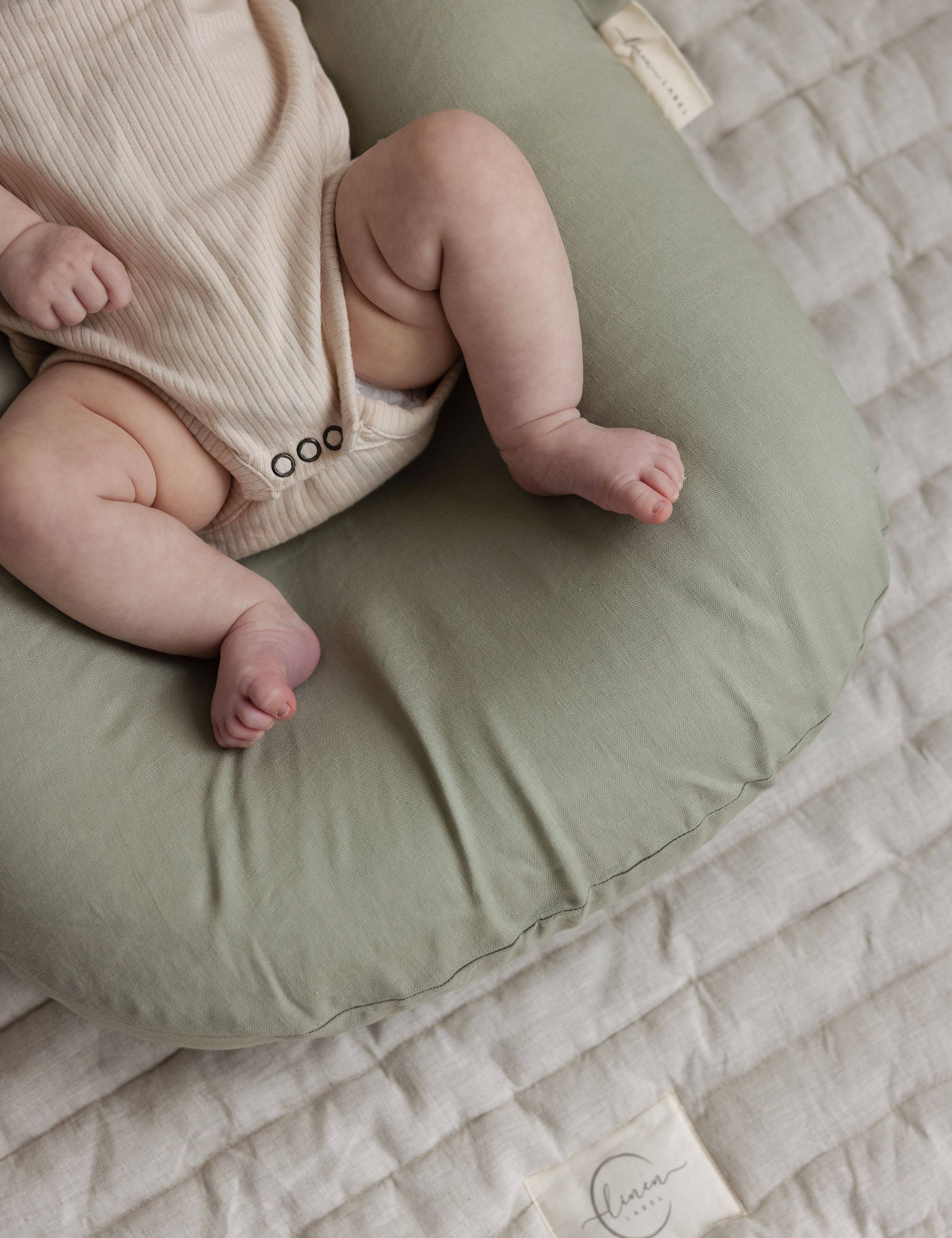 Baby Lounger Nest + Soft Sage Linen Cover