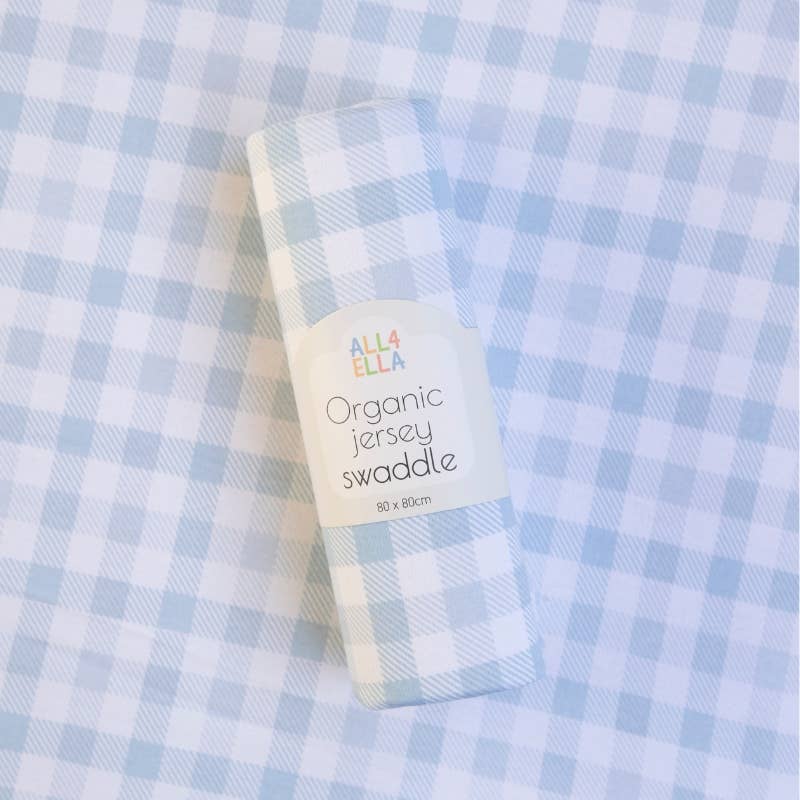 Jersey Swaddle - Gingham Blue