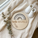Hello World Rainbow Greys - Birth Announcement
