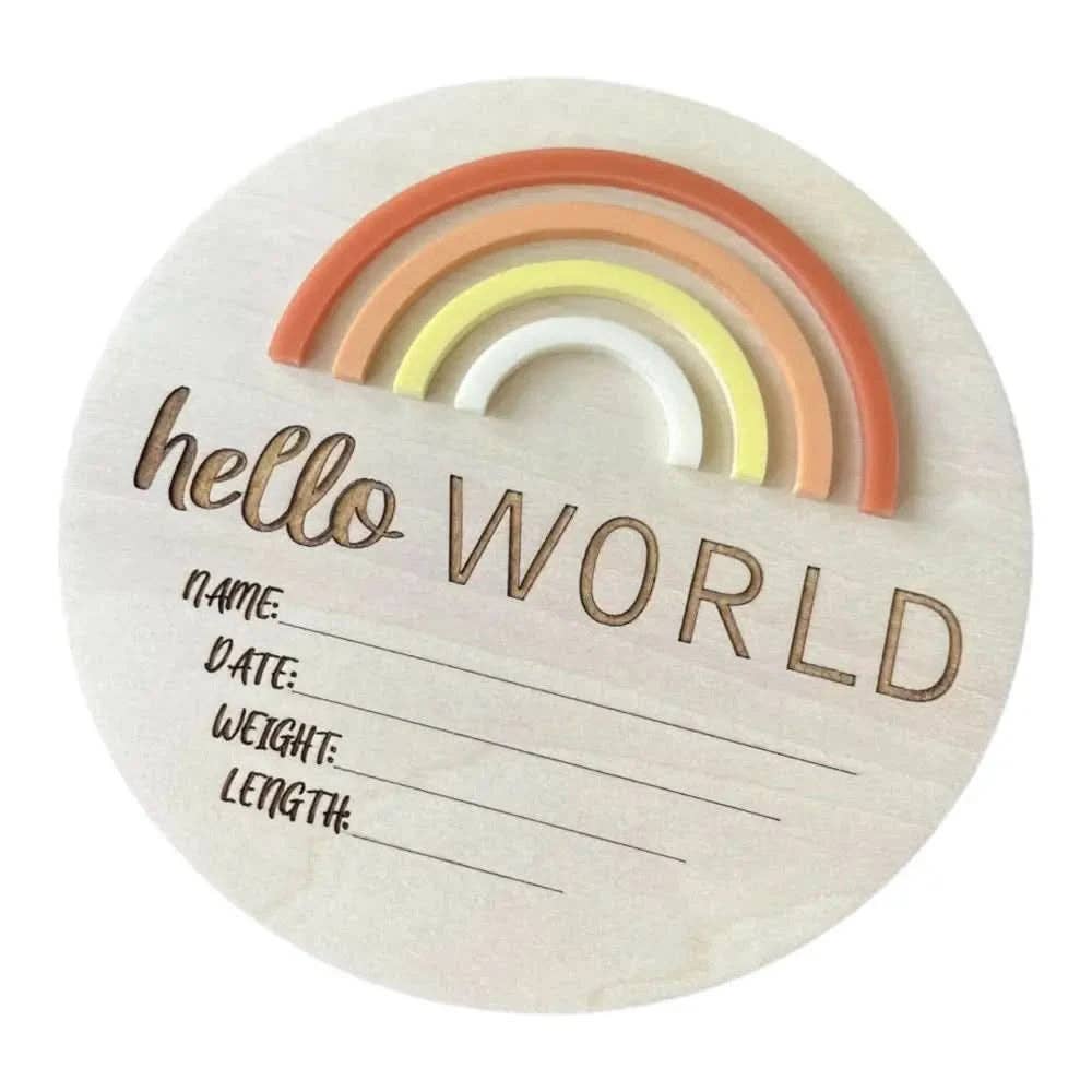 Hello World Rainbow Sunshine - Birth Announcement