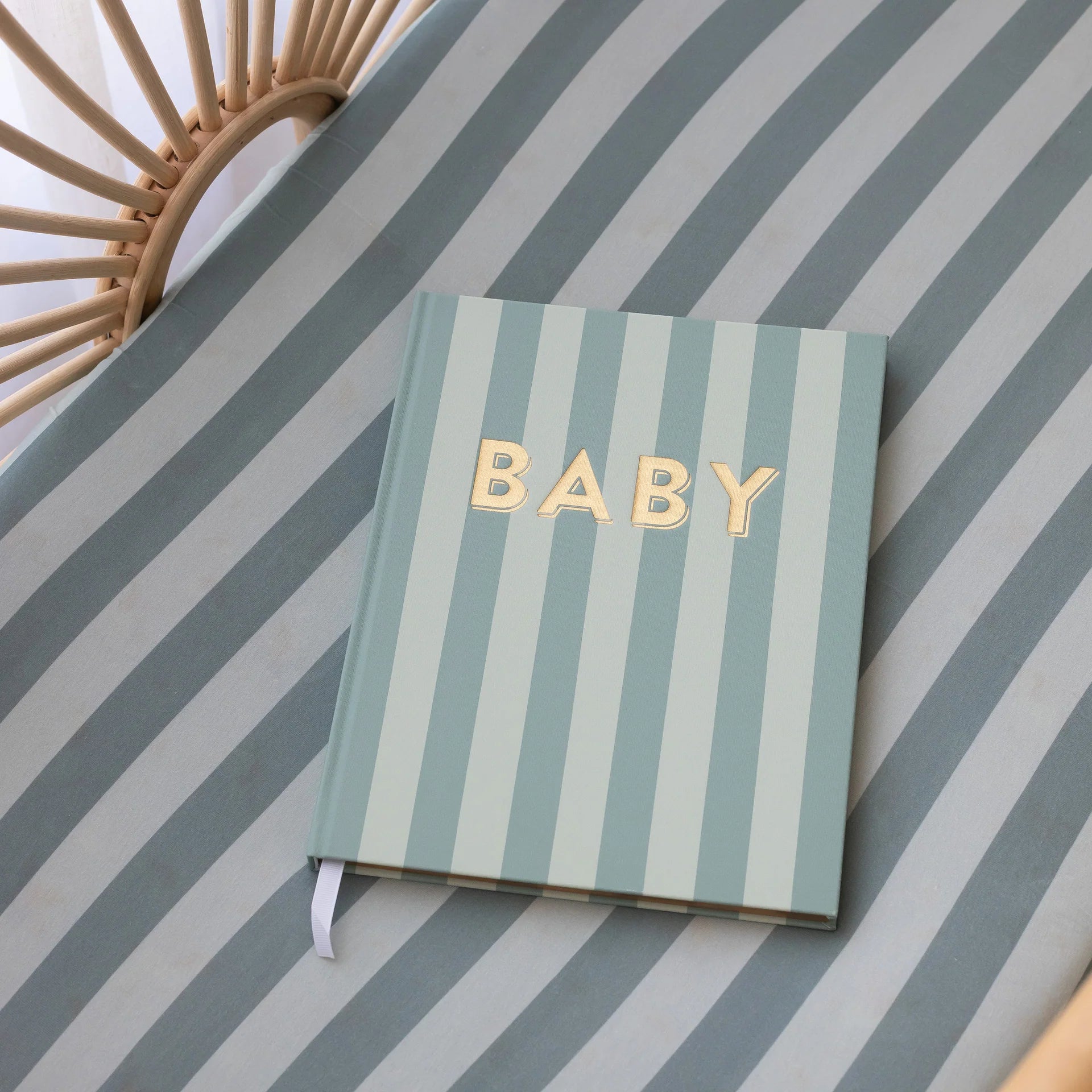 Sage Stripe Organic Fitted Cot Sheet