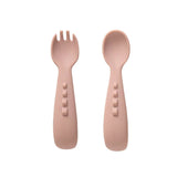 Silicone comfy grip cutlery – Spoon + Fork Set - Dusty Pink