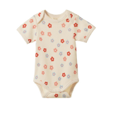 Short Sleeve Bodysuit - Petite Flora Stamp Print