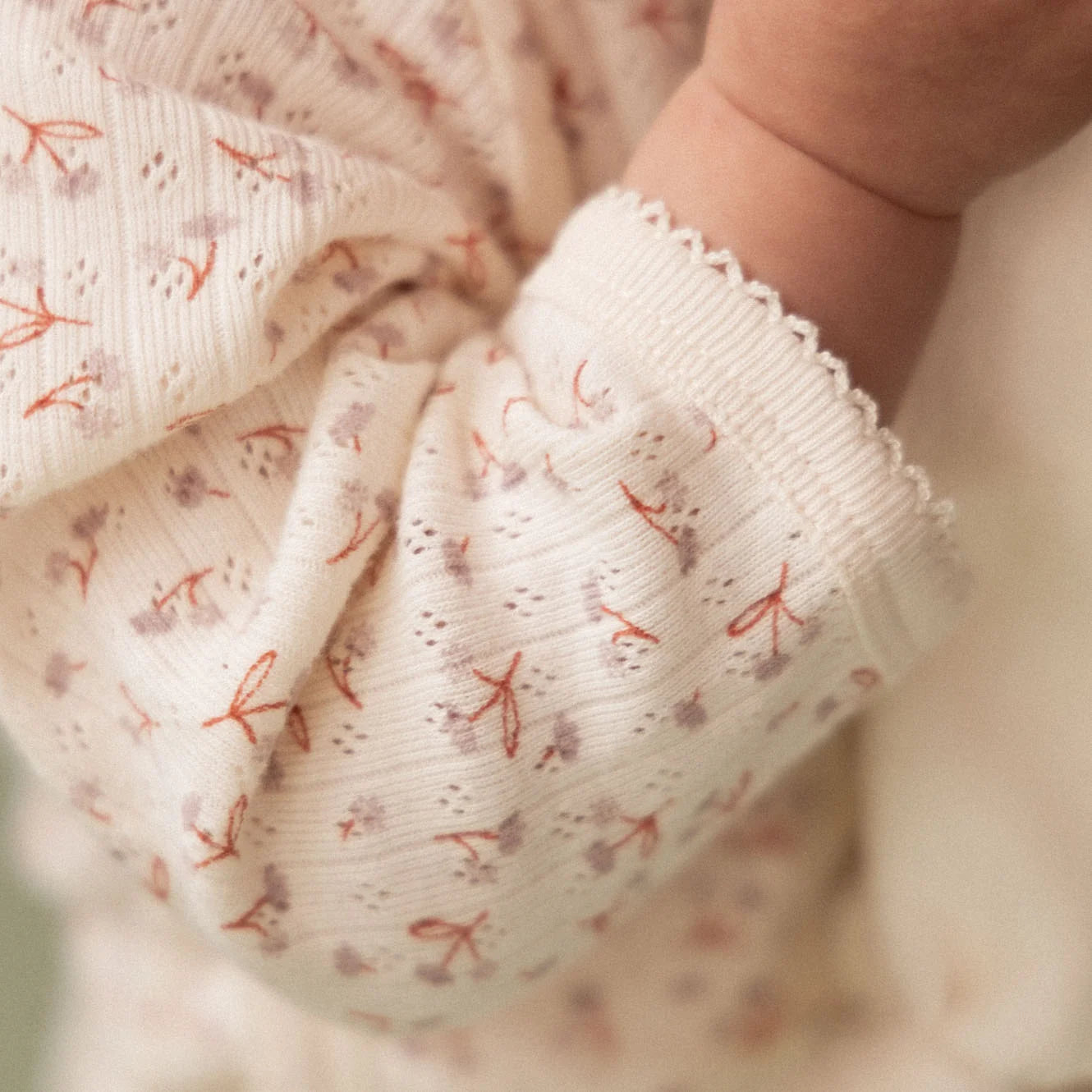 Pointelle Long Sleeve Bodysuit - Dandelion Print