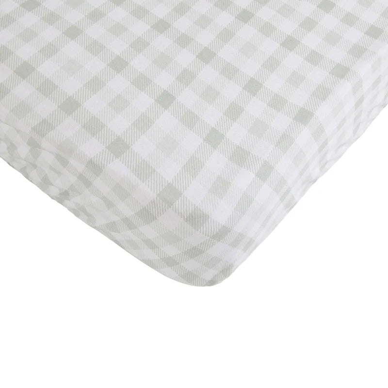 Waterproof Fitted Cot Sheet - Gingham Sage