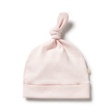 Organic Stripe Rib Knot Hat - Cantaloupe