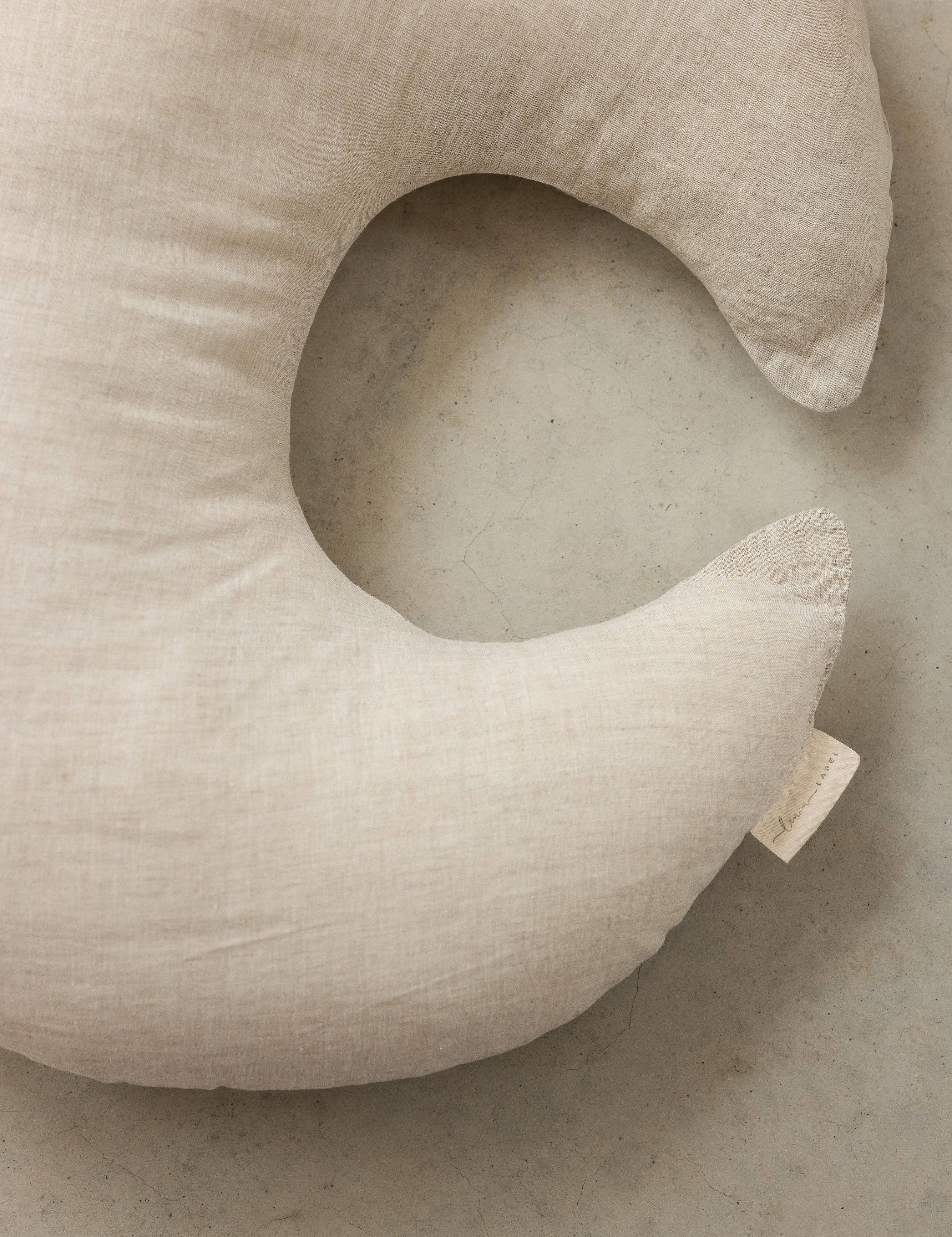 Nursing Pillow & Cover- Moon Shape- Oat Natural