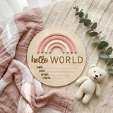 Hello World Rainbow Pretty Pinks - Birth Announcement