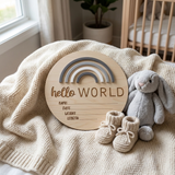 Hello World Rainbow Greys - Birth Announcement