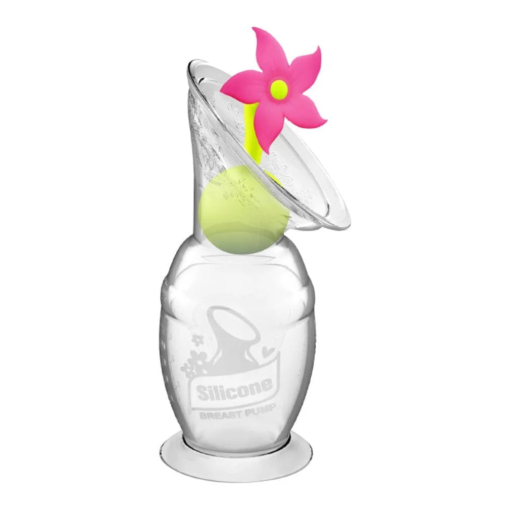 Haakaa Silicone Breast Pump & Pink Flower Stopper