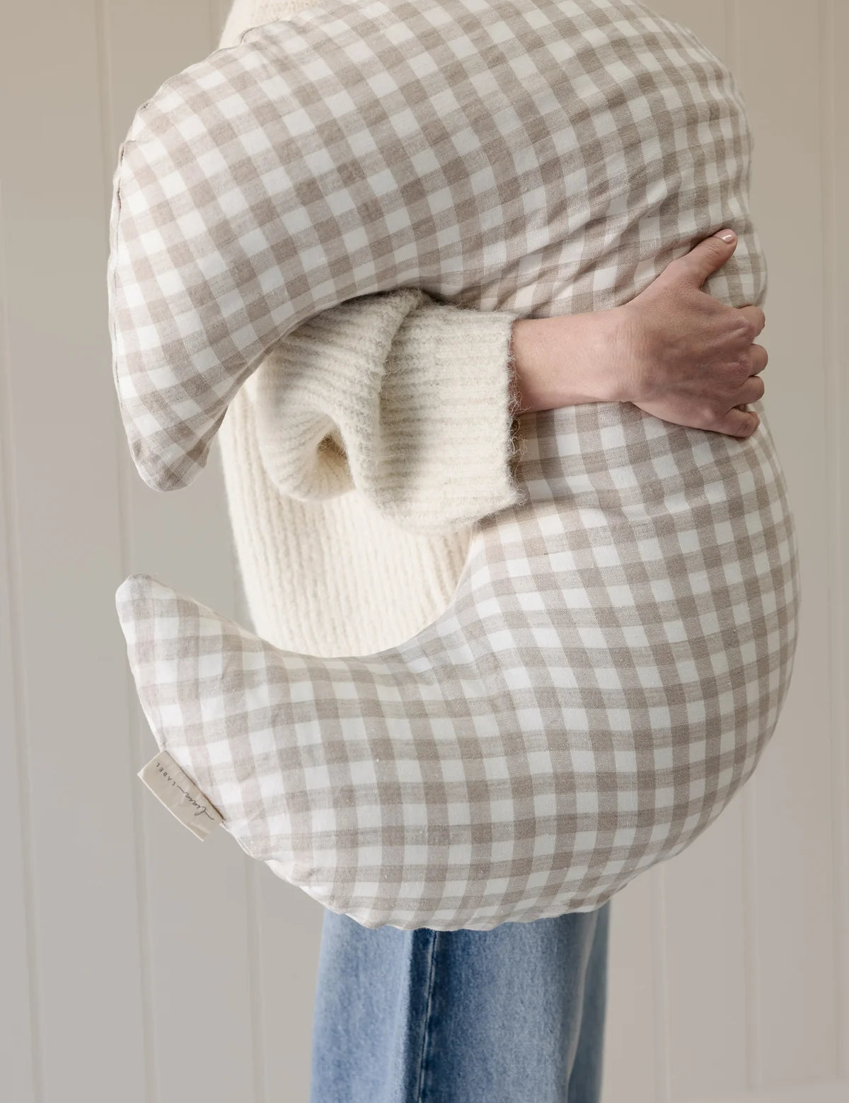 Nursing Pillow & Cover- Moon Shape- Gingham