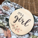 Single Baby Milestone Plaque - Colour Floral | It's A Girl